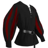 Color-Block Shirt - Black Body/Red Sleeves (Belt Not Included)