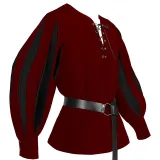 Color-Block Shirt - Red Body/Black Sleeves (Belt Not Included)