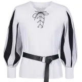 Color-Block Shirt - White Body/Black Sleeves (Belt Not Included)