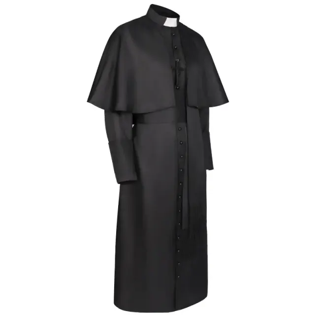 detalle de Disfraz cosplay de capa gótica medieval de manga larga unisex con cruz 3