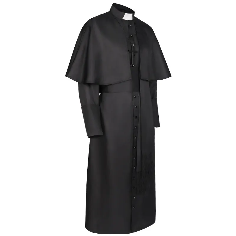 Unisex Medieval Gothic Long-Sleeve Cloak Cosplay Costume with Cross detail 3