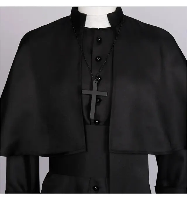 detalle de Disfraz cosplay de capa gótica medieval de manga larga unisex con cruz 5