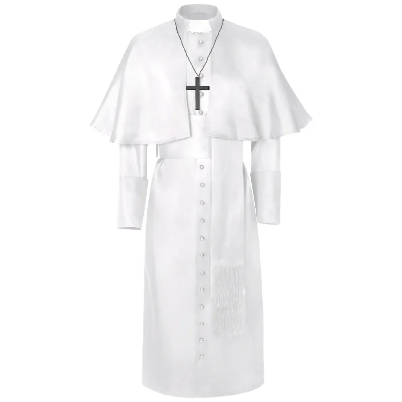 Unisex Medieval Gothic Long-Sleeve Cloak Cosplay Costume with Cross detail 14