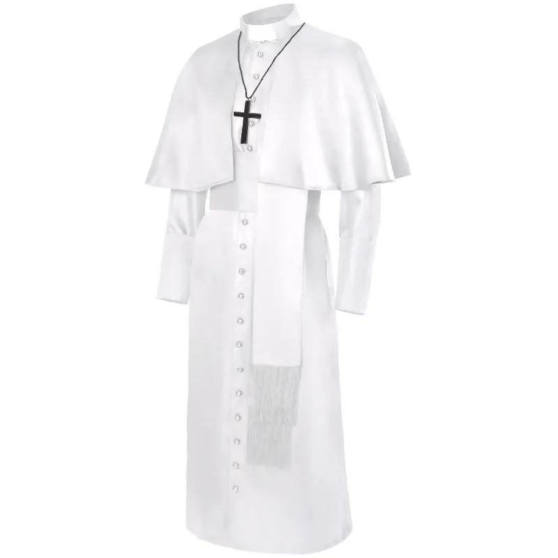 Unisex Medieval Gothic Long-Sleeve Cloak Cosplay Costume with Cross detail 15