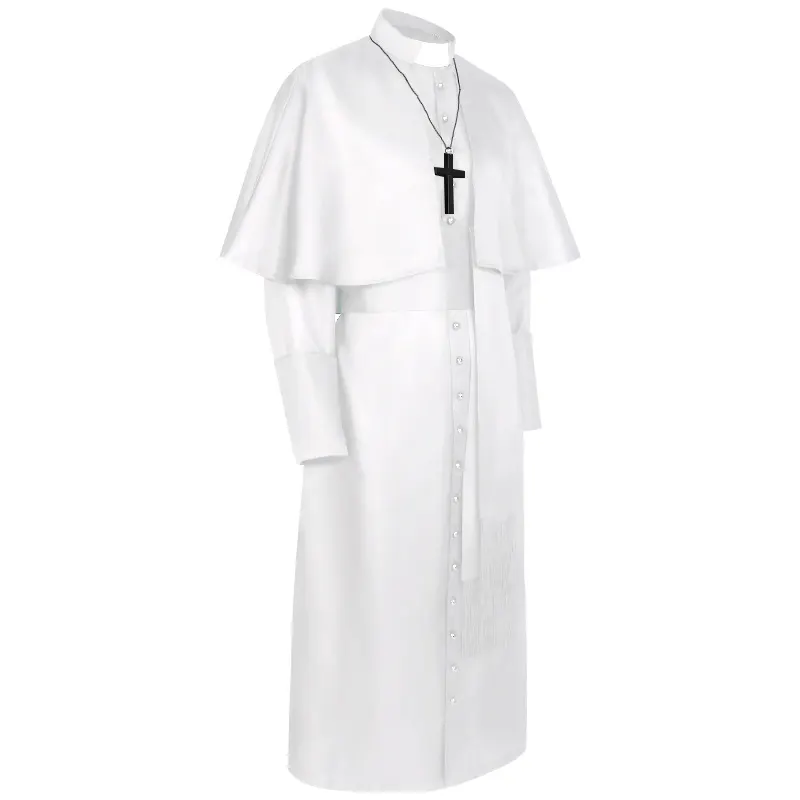 Unisex Medieval Gothic Long-Sleeve Cloak Cosplay Costume with Cross detail 16