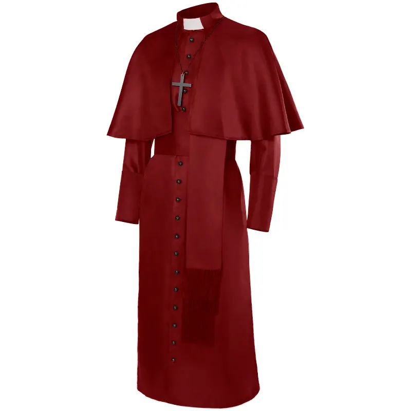 Unisex Medieval Gothic Long-Sleeve Cloak Cosplay Costume with Cross detail 22