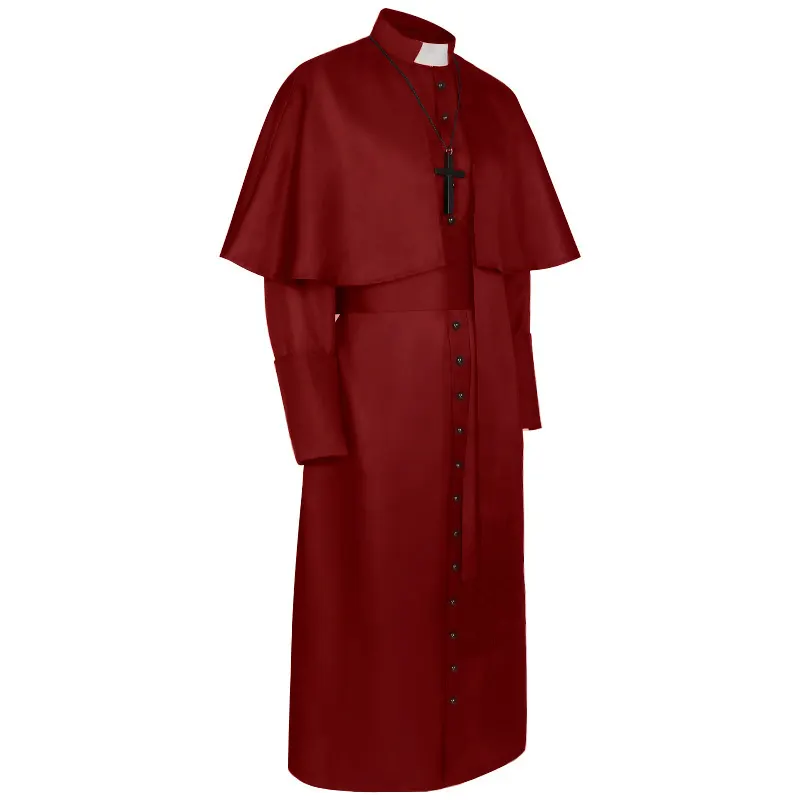 Unisex Medieval Gothic Long-Sleeve Cloak Cosplay Costume with Cross detail 23