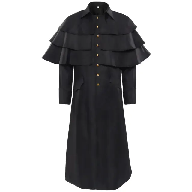 detalle de Disfraz de chaqueta gótica medieval con cuello alto para Halloween unisex 1