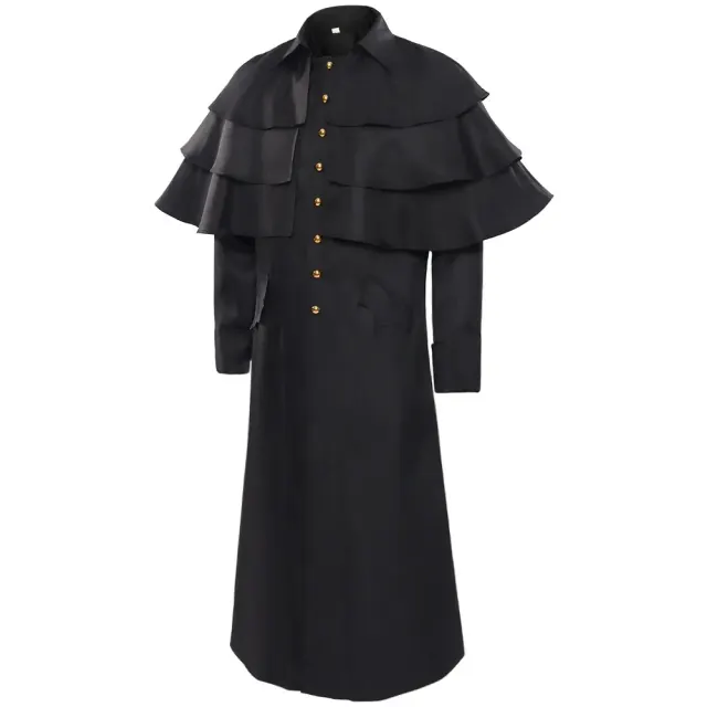detalle de Disfraz de chaqueta gótica medieval con cuello alto para Halloween unisex 2