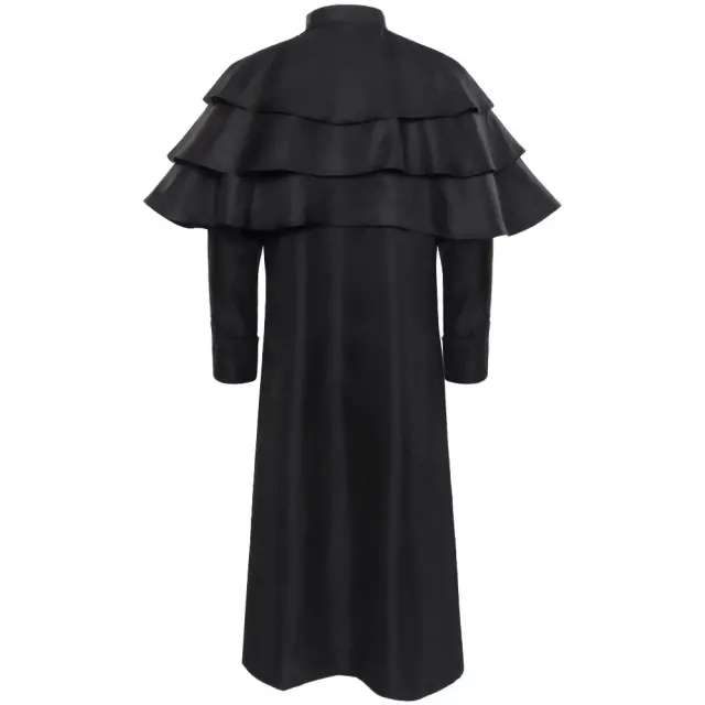 detalle de Disfraz de chaqueta gótica medieval con cuello alto para Halloween unisex 3