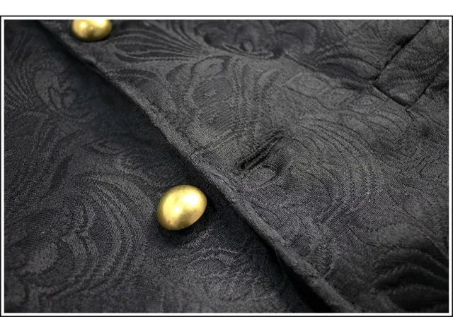 Unisex Medieval Gothic Jacquard Vest with Large Flower Collar detail 7