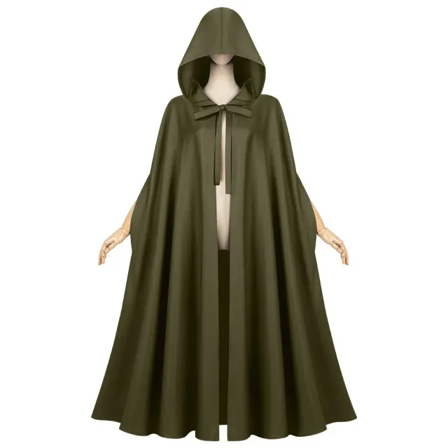 Unisex Medieval Hooded Cloak Solid Color Halloween Cosplay Robe detail 2