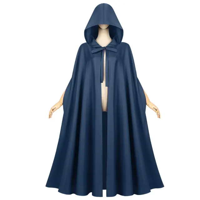 Unisex Medieval Hooded Cloak Solid Color Halloween Cosplay Robe detail 10