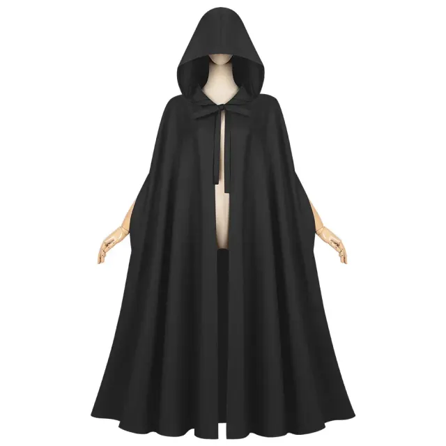 Unisex Medieval Hooded Cloak Solid Color Halloween Cosplay Robe detail 17