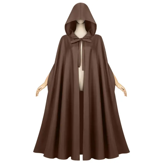 Unisex Medieval Hooded Cloak Solid Color Halloween Cosplay Robe detail 20