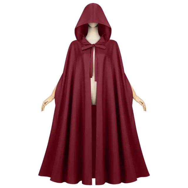 Unisex Medieval Hooded Cloak Solid Color Halloween Cosplay Robe detail 23