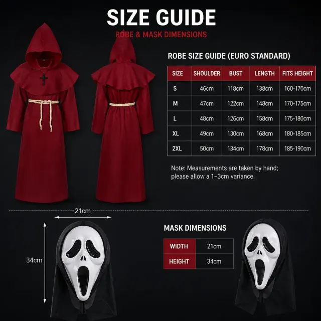 Unisex Medieval Hooded Priest Robe Cross Halloween Costume detail 6