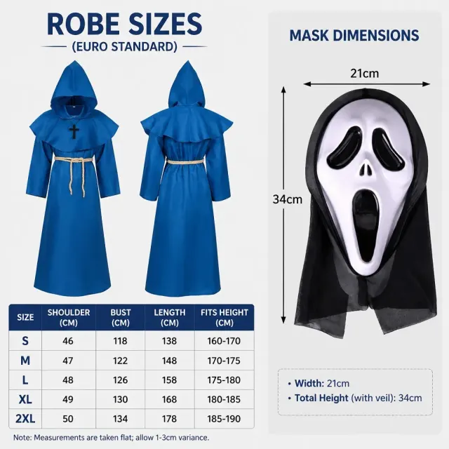 Unisex Medieval Hooded Priest Robe Cross Halloween Costume detail 11
