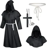 Hooded Priest Robe Set - Black