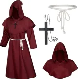 Hooded Priest Robe Set - Red