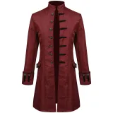 Jacquard Medieval Coat - Burgundy