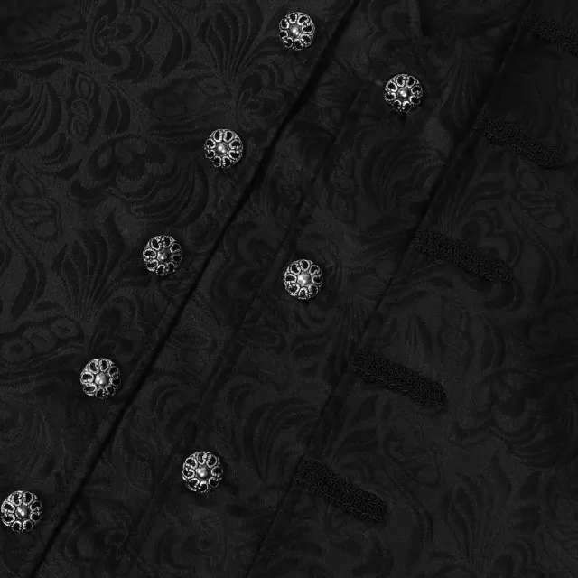Unisex Medieval Mid-Length Jacquard Faux Two-Piece Coat detail 6