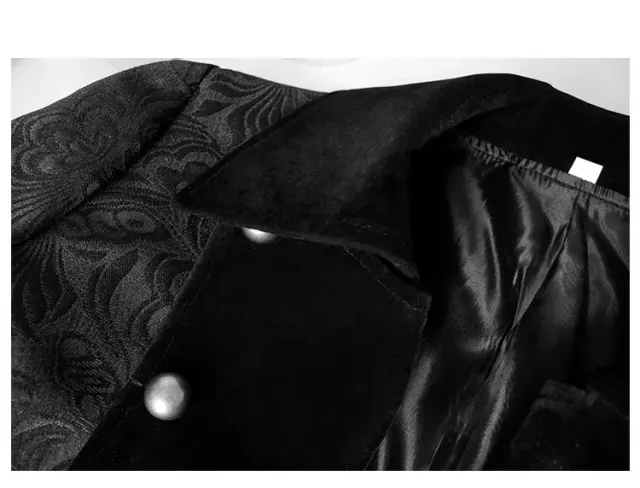Unisex Medieval Jacquard Long Coat for Halloween Stage detail 2