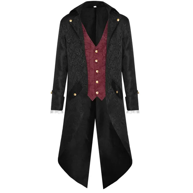 Unisex Medieval Jacquard Steampunk Tailcoat Cosplay Costume detail 1