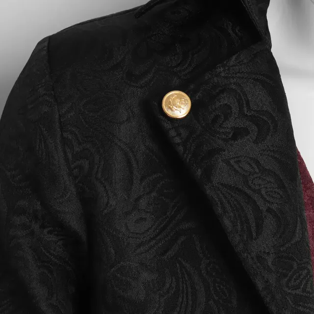 Unisex Medieval Jacquard Steampunk Tailcoat Cosplay Costume detail 5