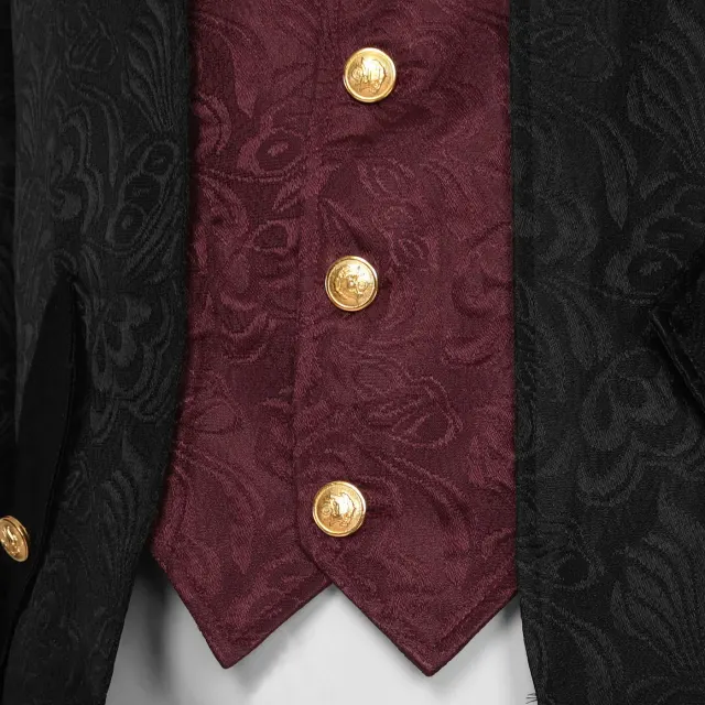Unisex Medieval Jacquard Steampunk Tailcoat Cosplay Costume detail 7