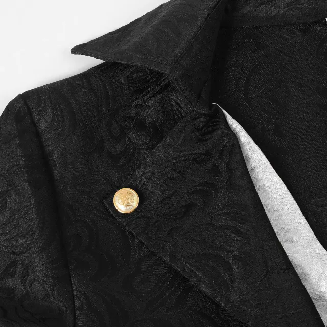 Unisex Medieval Jacquard Steampunk Tailcoat Cosplay Costume detail 12