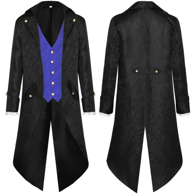 Unisex Medieval Jacquard Steampunk Tailcoat Cosplay Costume detail 16