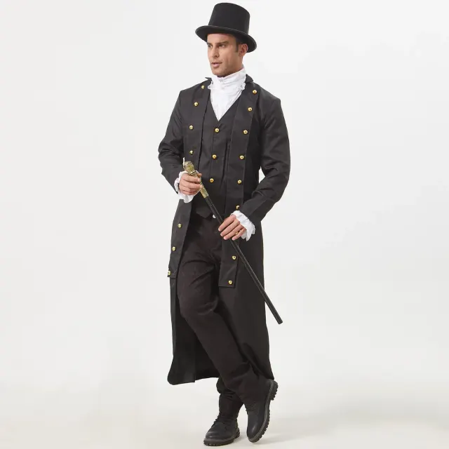Unisex Medieval Long-Sleeve Corset Jacket with Lace-Up Waist detail 22