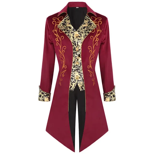 Unisex Medieval Printed Long-Sleeve Tailcoat Stage Costume detail 1