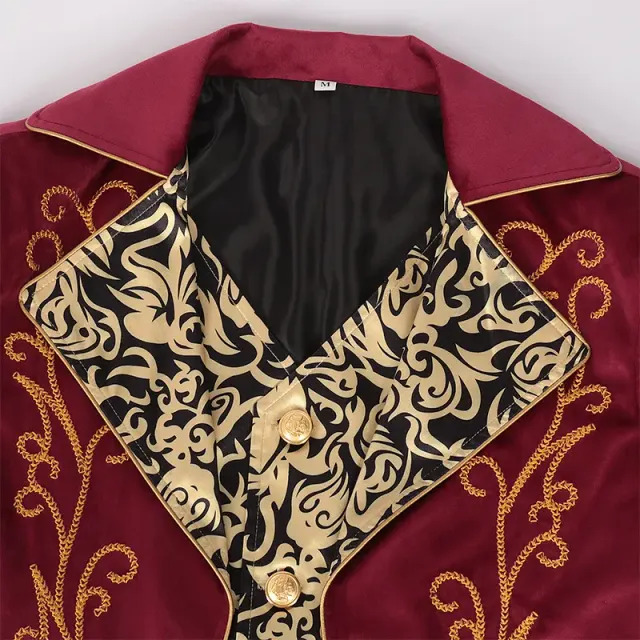 Unisex Medieval Printed Long-Sleeve Tailcoat Stage Costume detail 3