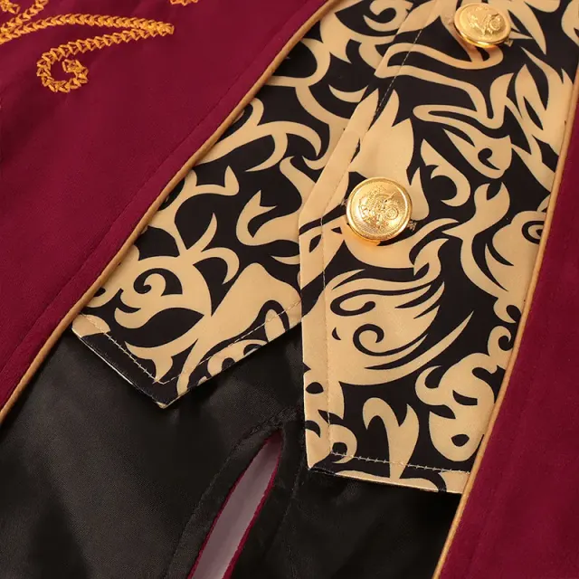 Unisex Medieval Printed Long-Sleeve Tailcoat Stage Costume detail 5