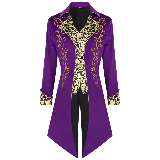 Unisex Medieval Printed Long-Sleeve Tailcoat Stage Costume detail 11