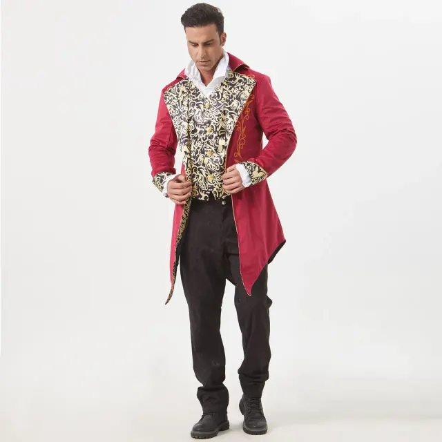 Unisex Medieval Printed Long-Sleeve Tailcoat Stage Costume detail 20