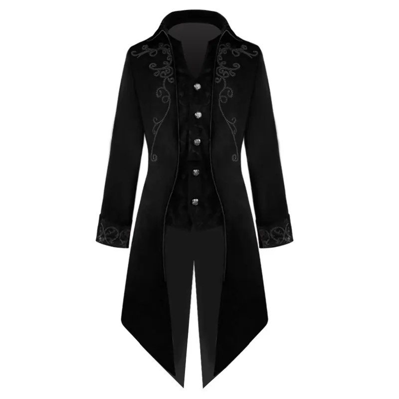 Unisex Medieval Punk Mid-Length Court Tailcoat for Halloween detail 2