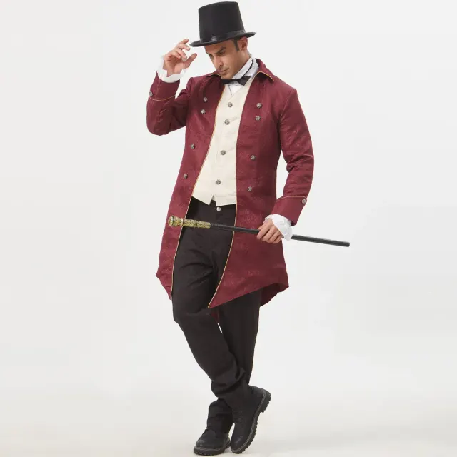 Unisex Medieval Punk Jacquard Tailcoat Halloween Stage Costume detail 13