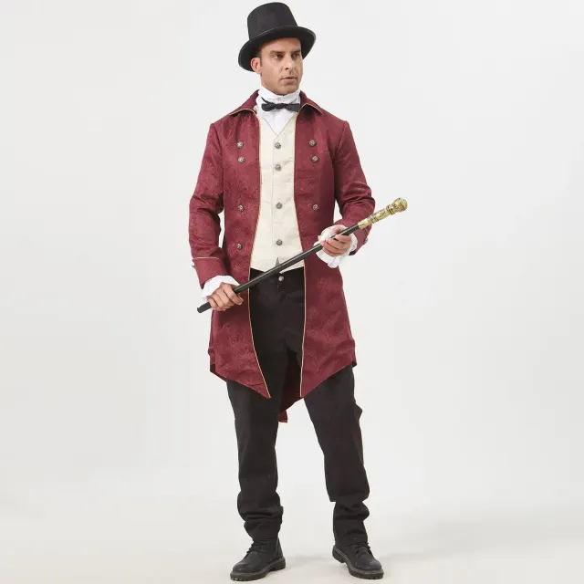Unisex Medieval Punk Jacquard Tailcoat Halloween Stage Costume detail 14