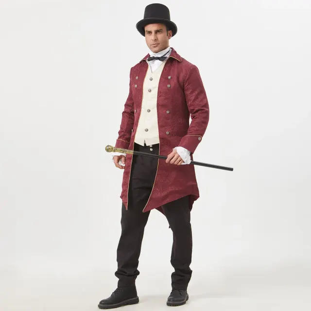 Unisex Medieval Punk Jacquard Tailcoat Halloween Stage Costume detail 15