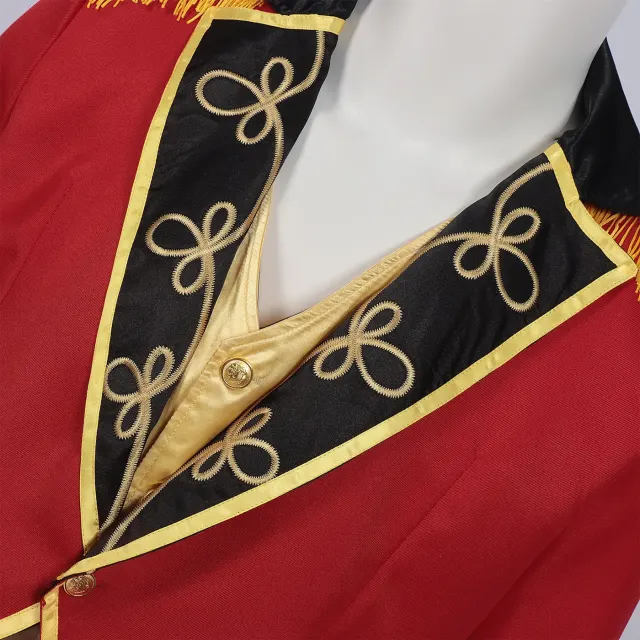 Unisex Medieval Red Stand-Collar Stage Costume Top detail 2