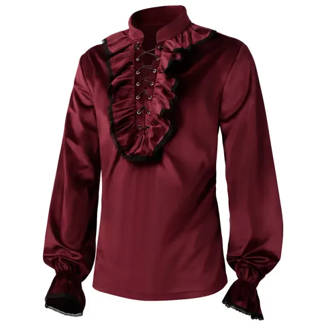 Unisex Medieval Renaissance Vintage Long-Sleeve Costume Shirt detail 3