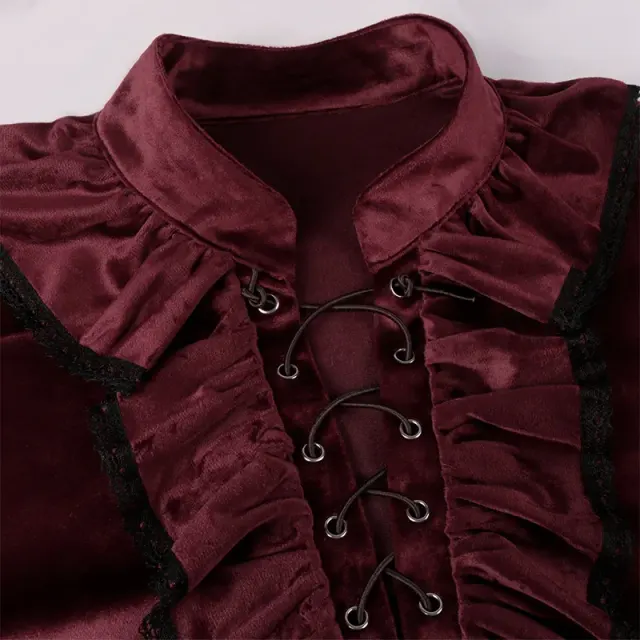 Unisex Medieval Renaissance Vintage Long-Sleeve Costume Shirt detail 5