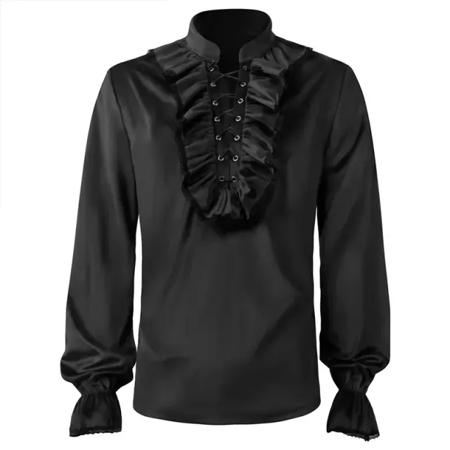 Unisex Medieval Renaissance Vintage Long-Sleeve Costume Shirt detail 9