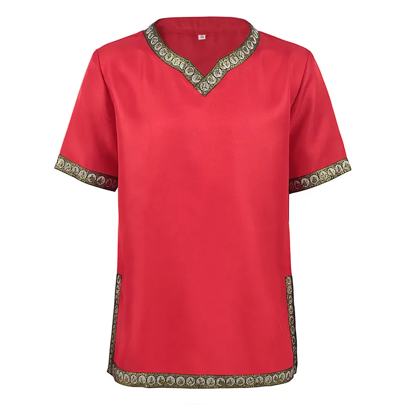 Unisex Medieval V-Neck Short-Sleeve Cosplay Robe detail 1