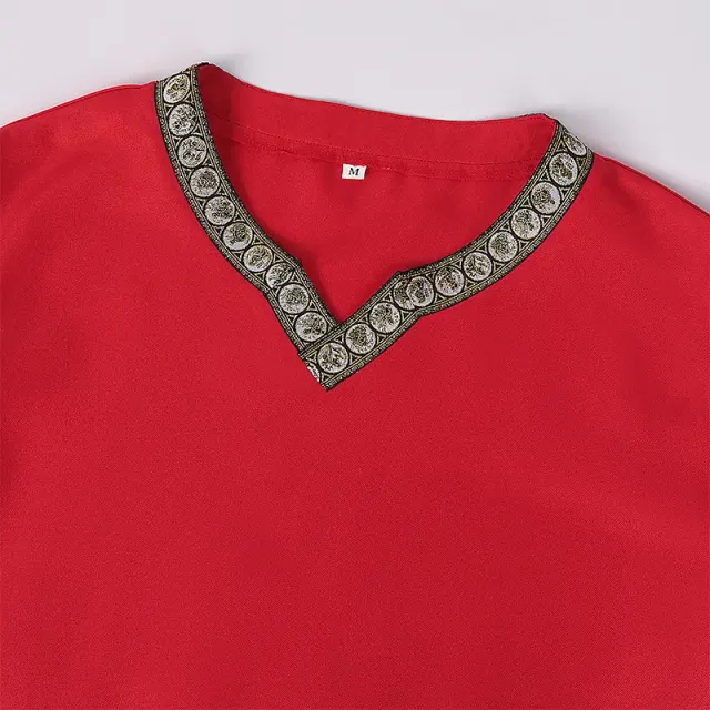 Unisex-Cosplay-Robe mit V-Ausschnitt und Kurzarm im Mittelalter-Stil Detail 4