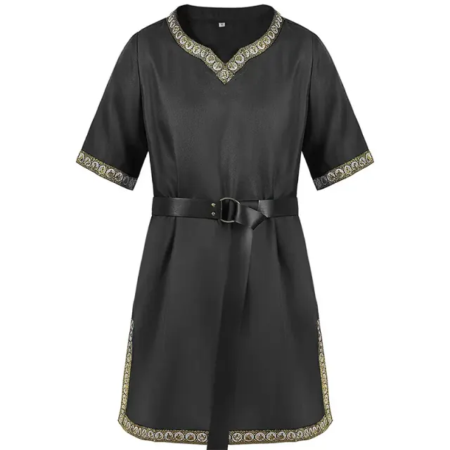 Unisex-Cosplay-Robe mit V-Ausschnitt und Kurzarm im Mittelalter-Stil Detail 7