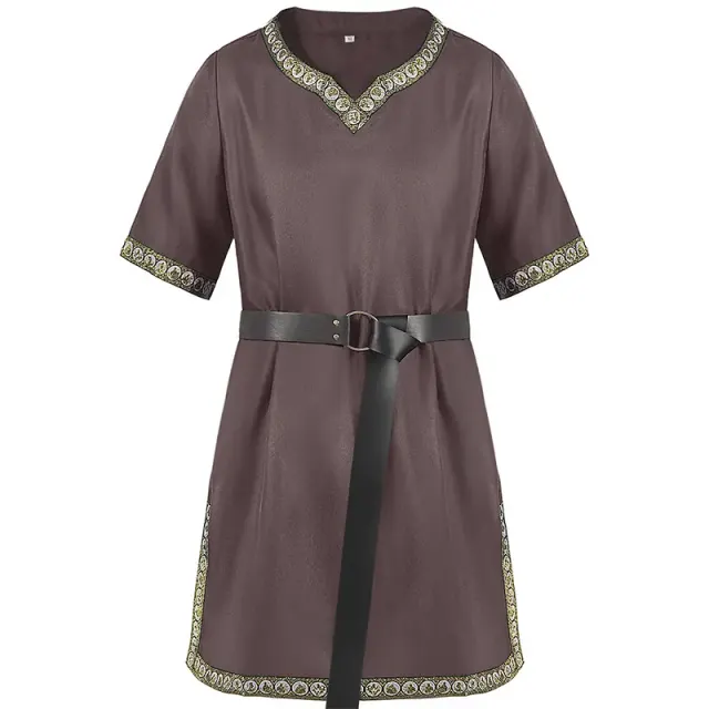 Unisex-Cosplay-Robe mit V-Ausschnitt und Kurzarm im Mittelalter-Stil Detail 10